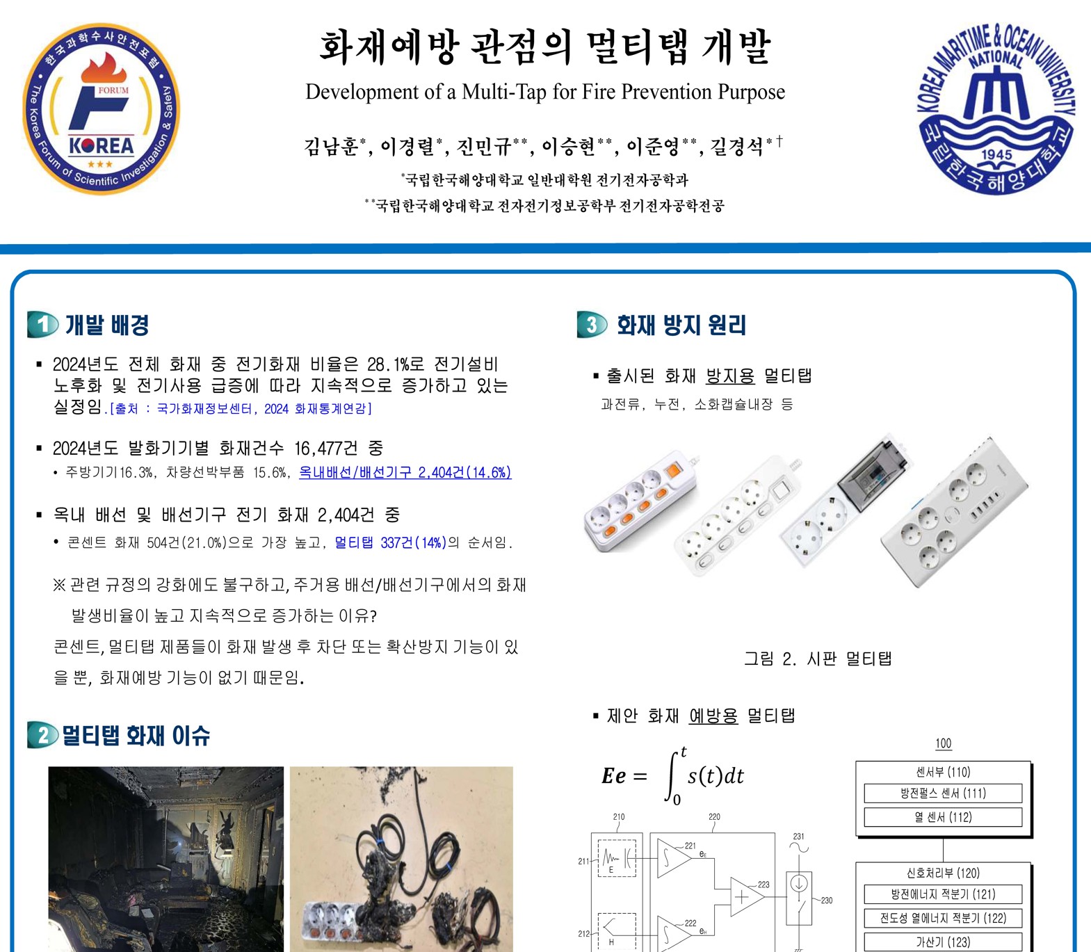 2025년 37회 한국과학수사안전포럼 포스터 발표 (화재예방 관점의 멀티탭 개발)